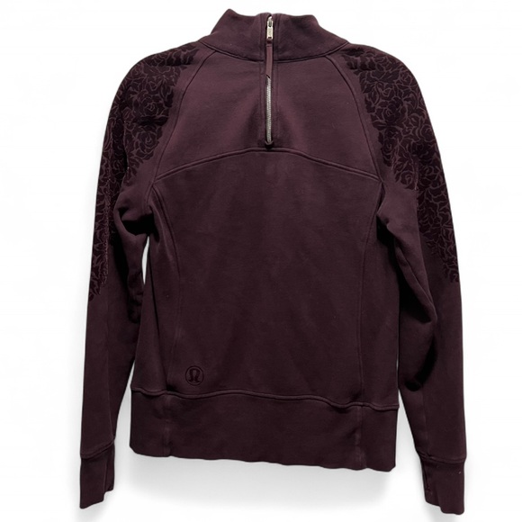 LULULEMON Floral Flock Pullover Black Cherry Purple Velvet Sz 8 - Picture 5 of 13